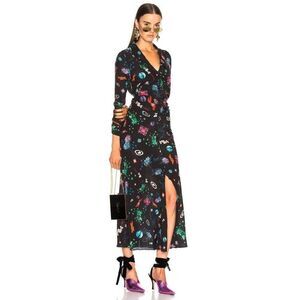 NWT Rixo 100% silk Space Age Open back Midi Dress XS